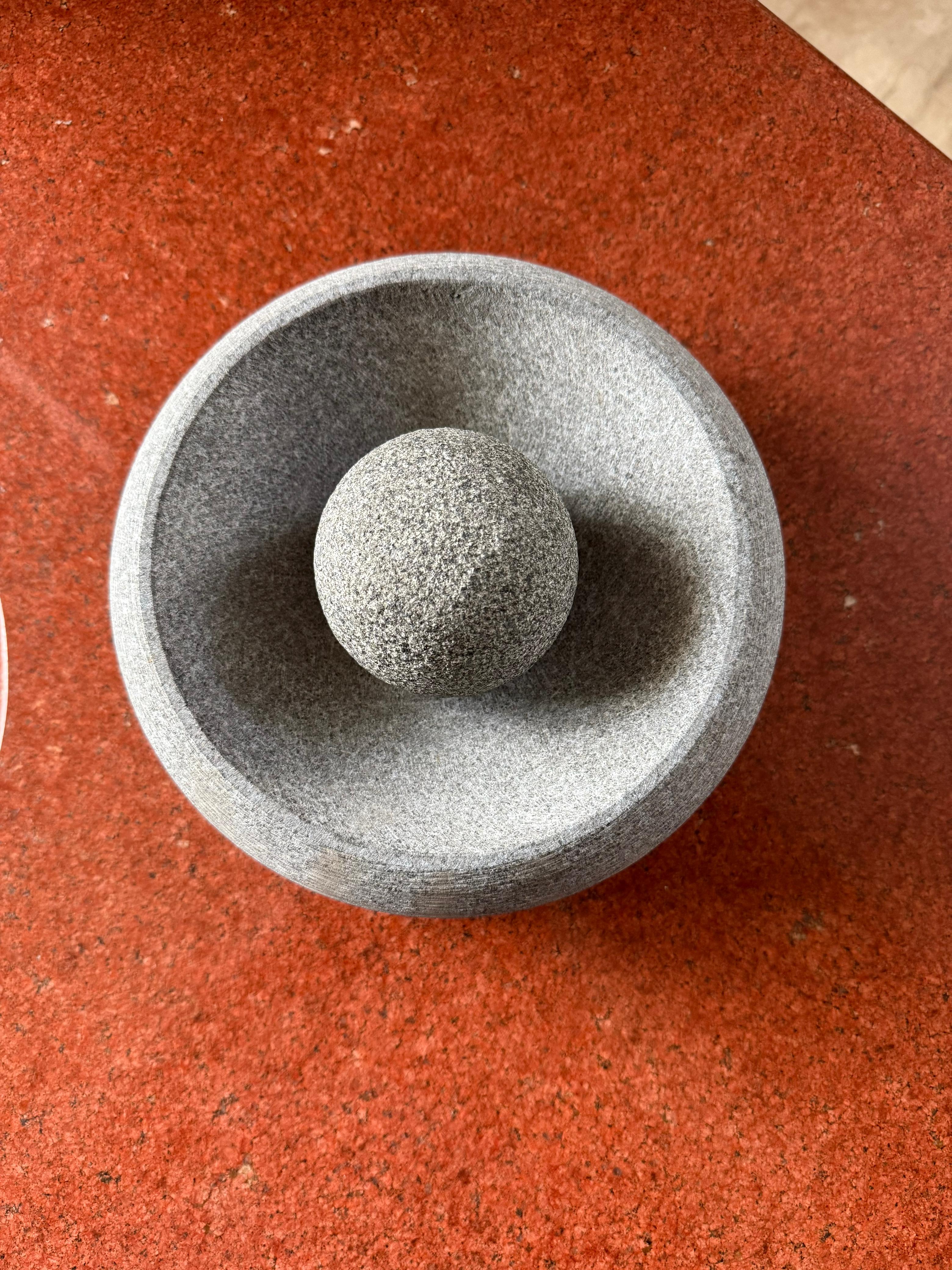 Grey granite mortar and pestle